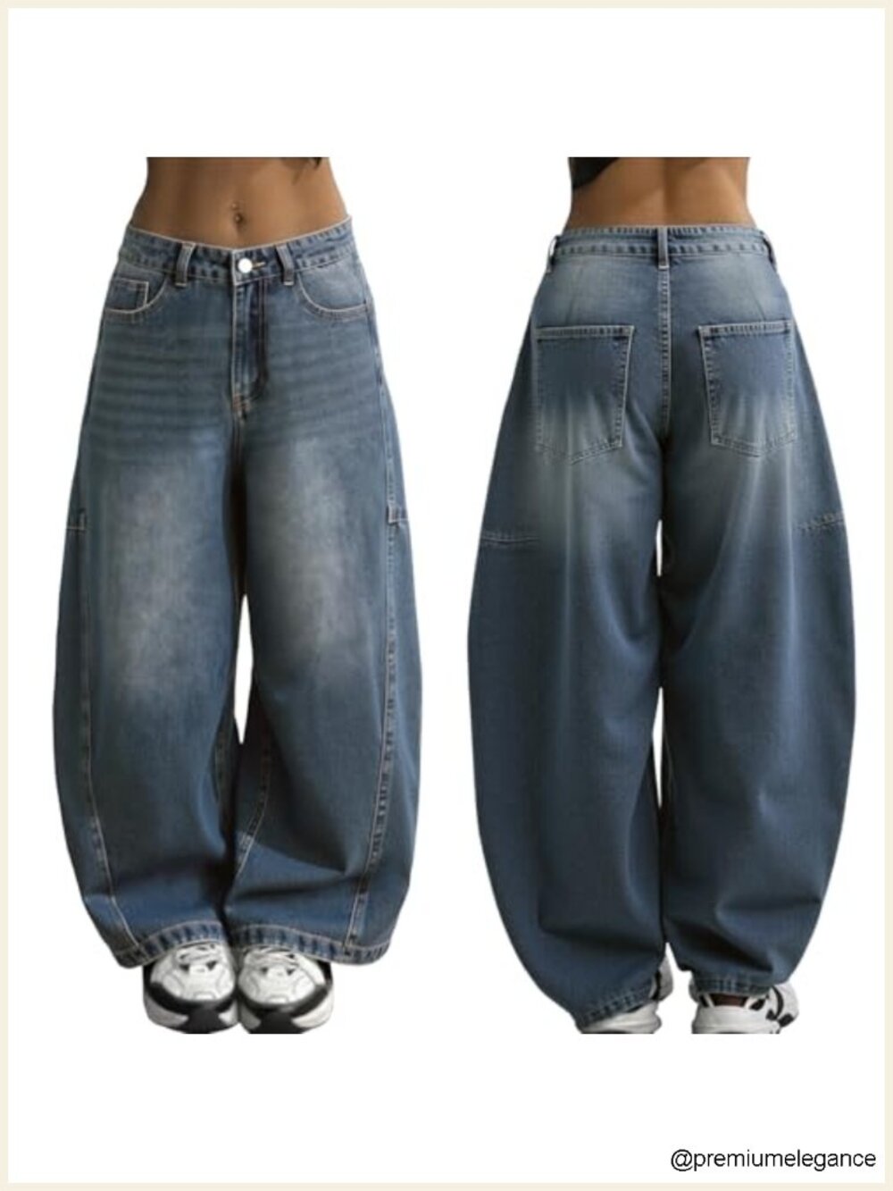 Women Hip Hop 90s Vintage Baggy Jeans Wide Leg Mid Waist Denim Pants